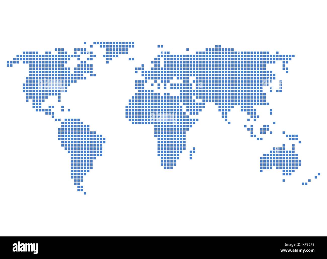 Vereinfachte Weltkarte blauen aus Punkten mit weißem Hintergrund Banque D'Images