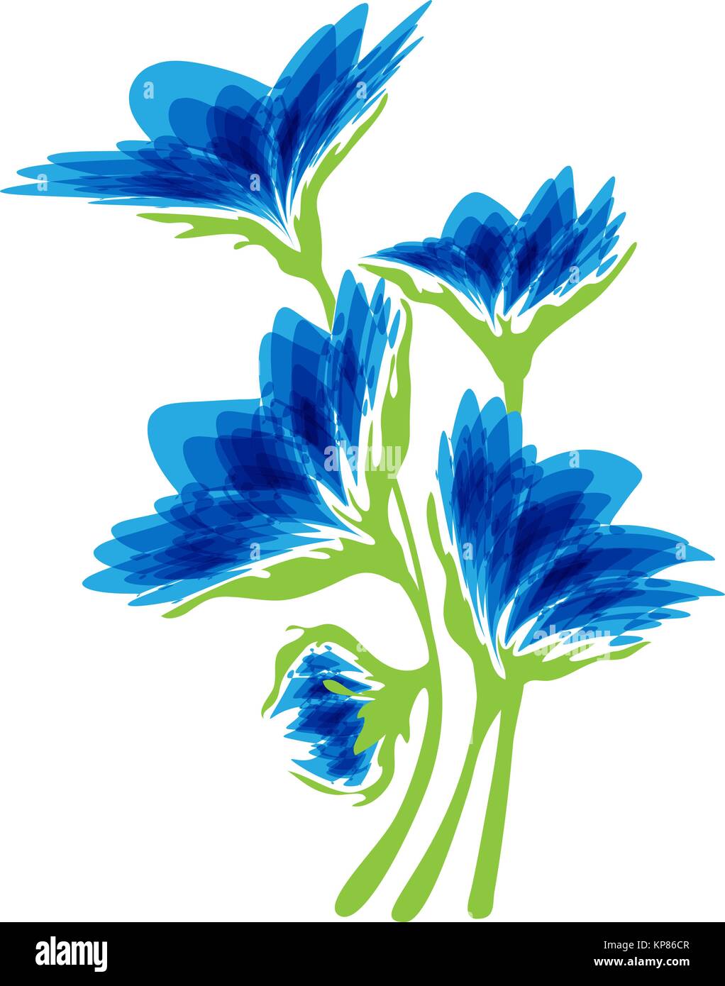 Bouquet de fleurs bleues sur fond blanc Illustration de Vecteur