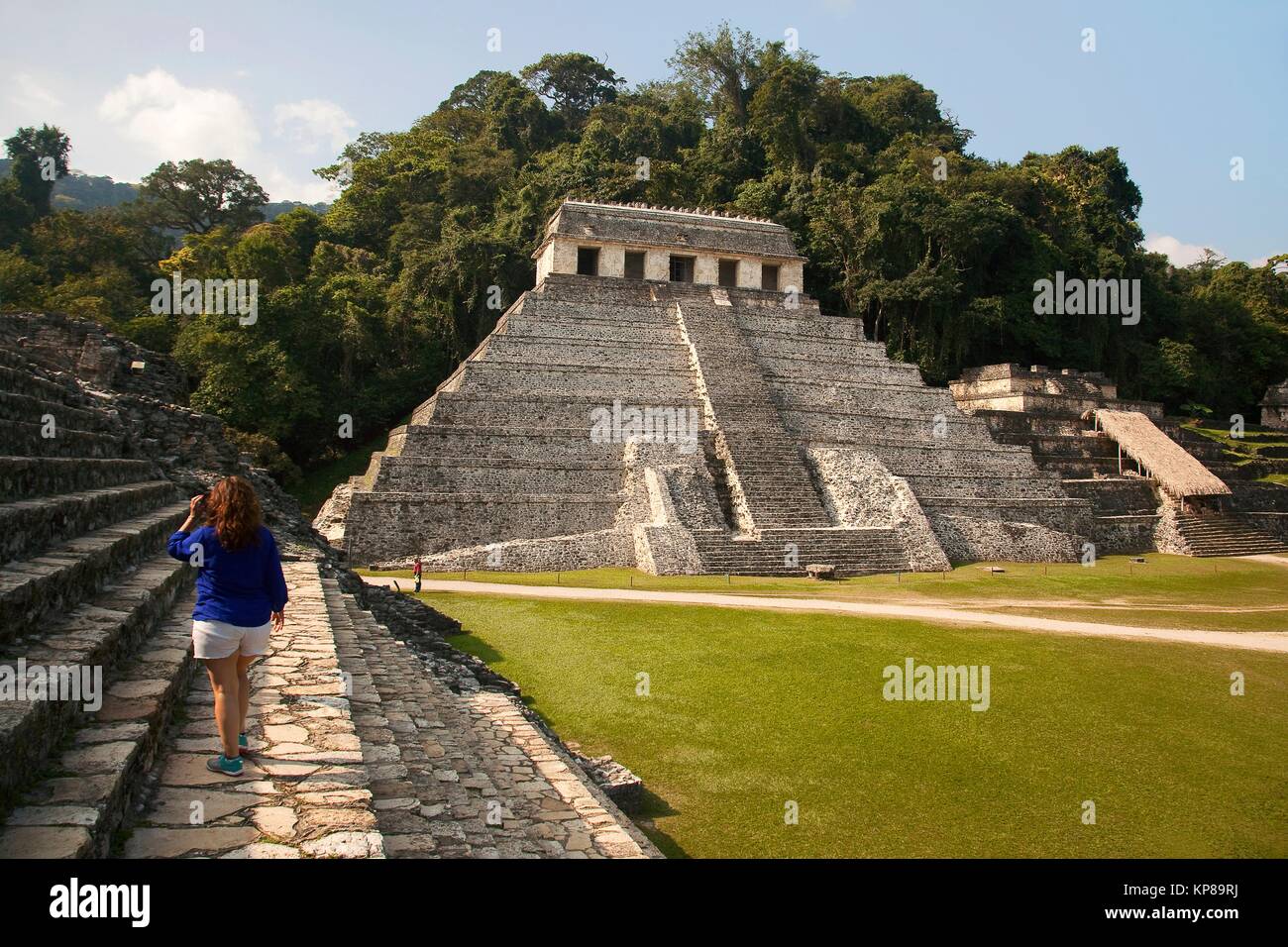 Vue sur le Temple de Inscriptiones-Templo De Las Inscripciones en Palenque Palenque, site archéologique, l'État du Chiapas, au Mexique, en Amérique centrale. Banque D'Images