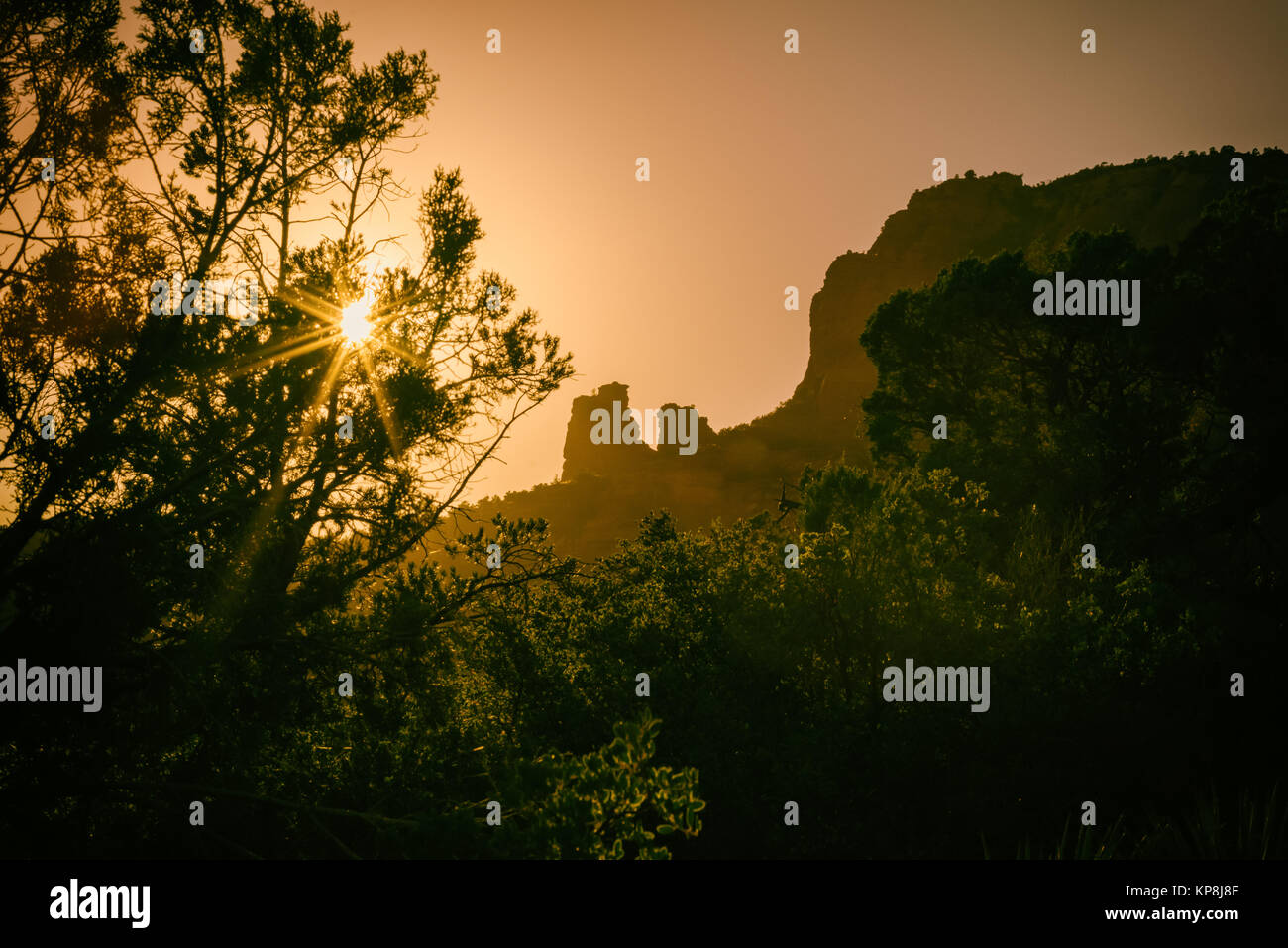 Coucher de soleil Paysage Rock Formation Sedona Banque D'Images