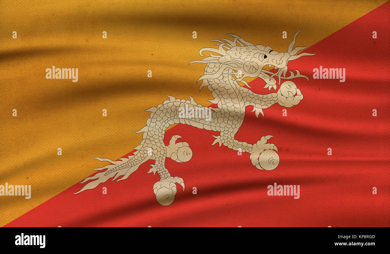 Vintage avec le drapeau du Bhoutan. Grunge style. Banque D'Images