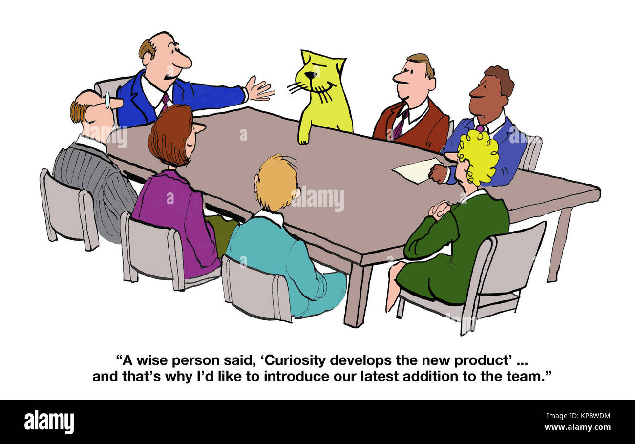Dans la réunion d'affaires, le chef est l'introduction de l'activité cat à l'équipe. Banque D'Images