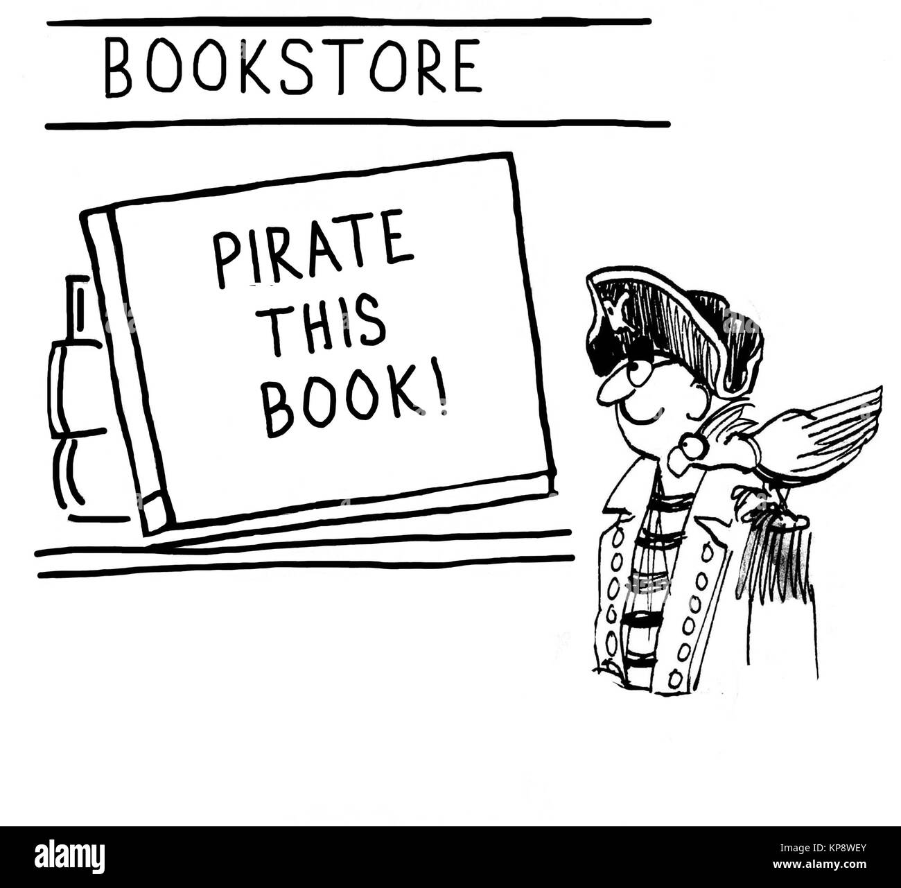Le pirate est excité de voir un encouragement à "pirate ce livre'. Banque D'Images