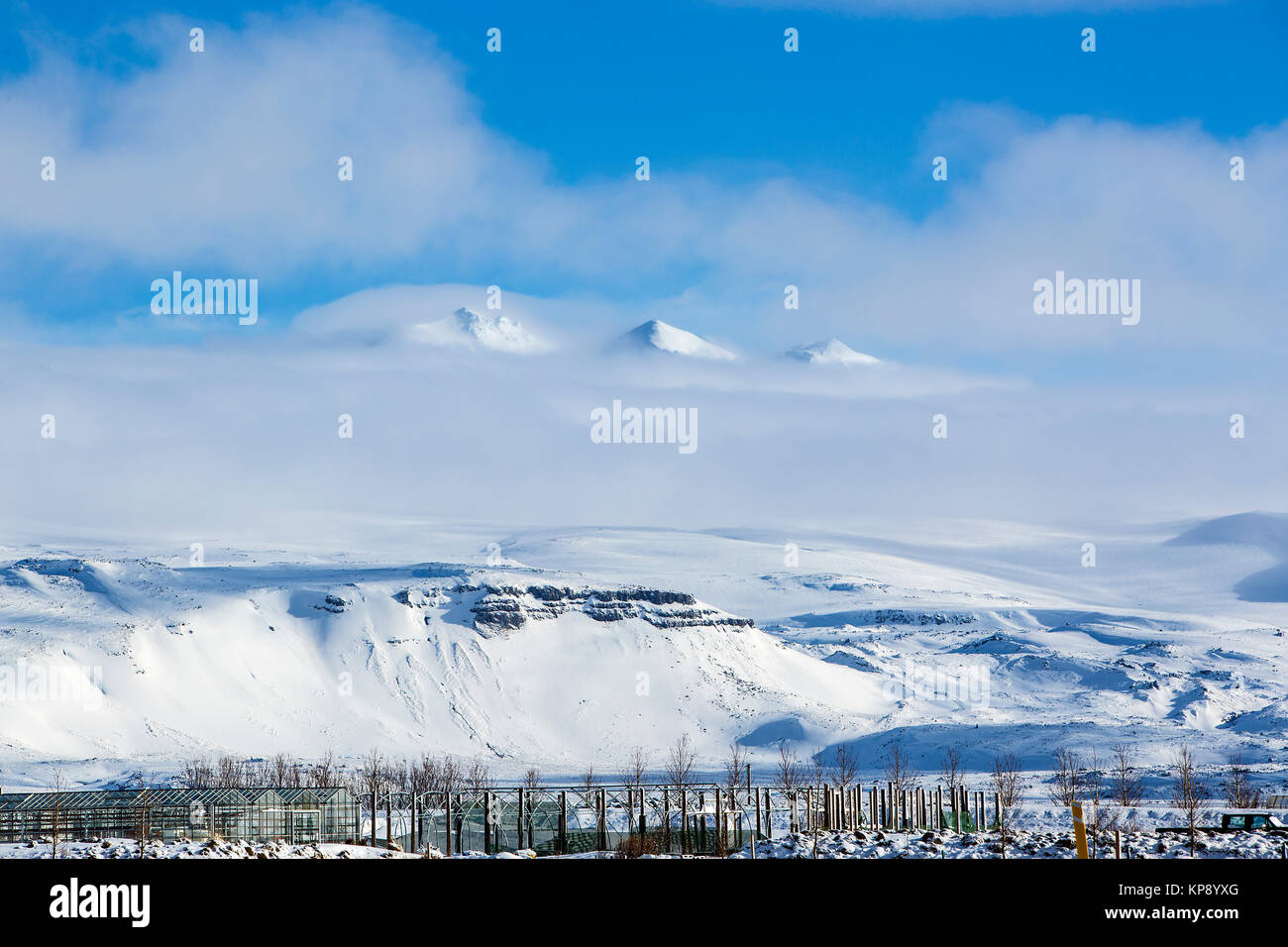 Paysage de montagne enneigée, péninsule Snaefellsness, Islande Banque D'Images