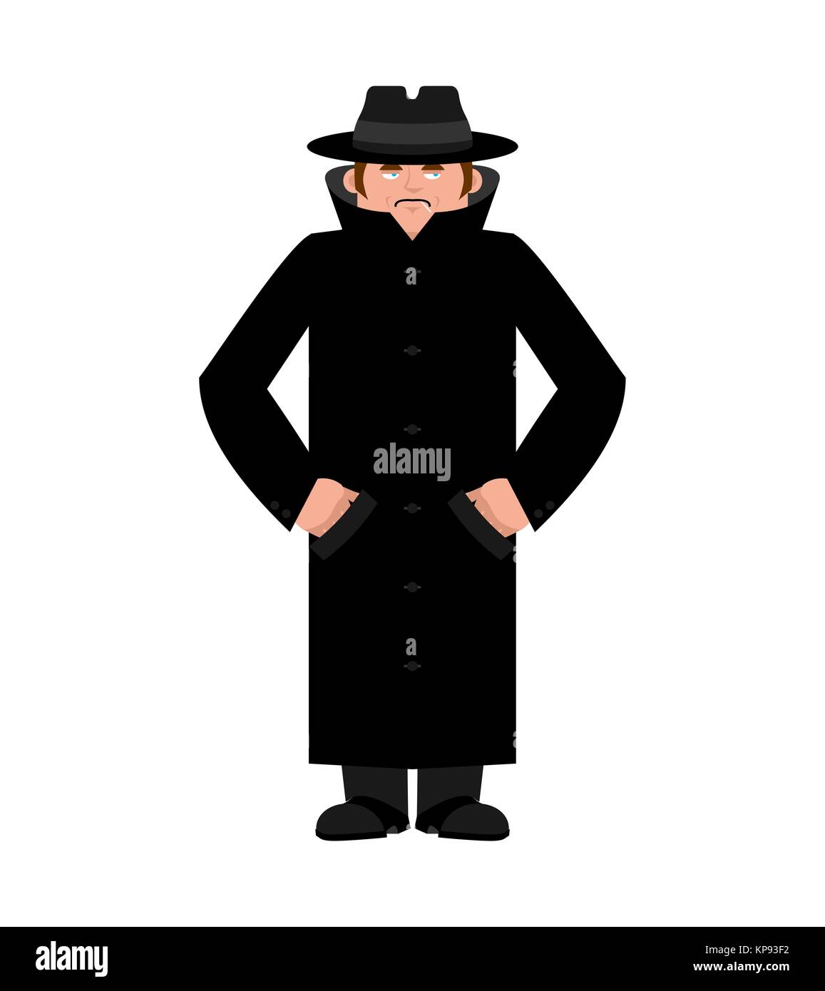 En Spy hat manteau et isolés. Agent secret en cape. Detective retro. Vector illustration. Illustration de Vecteur