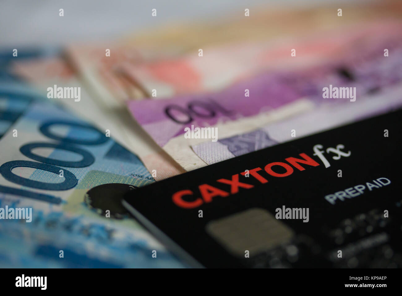 Notion de droit de partir en vacances à l'aide d'une carte FX Caxton monnaie prepiad. Banque D'Images
