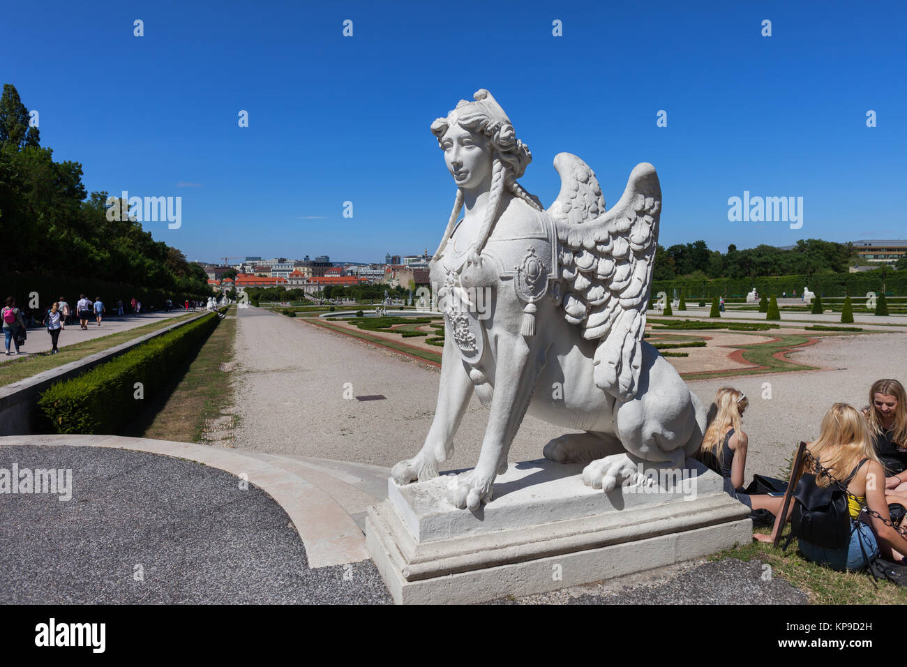 Sphinx statue du Belvédère, du Prince Eugène jardin baroque à Vienne, Autriche Banque D'Images