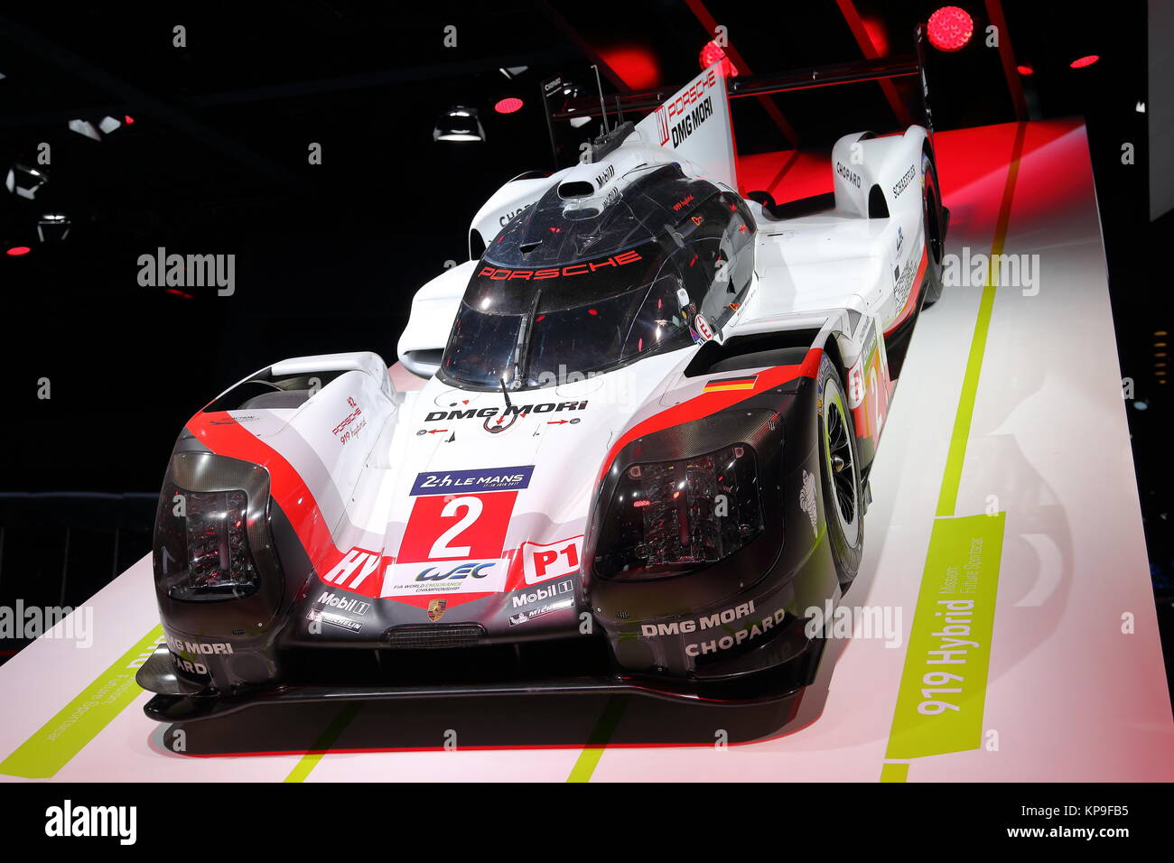 La Le Mans Porsche 919 Voiture de course hybride au Salon International de l'Automobile de Francfort 2017, Allemagne Banque D'Images