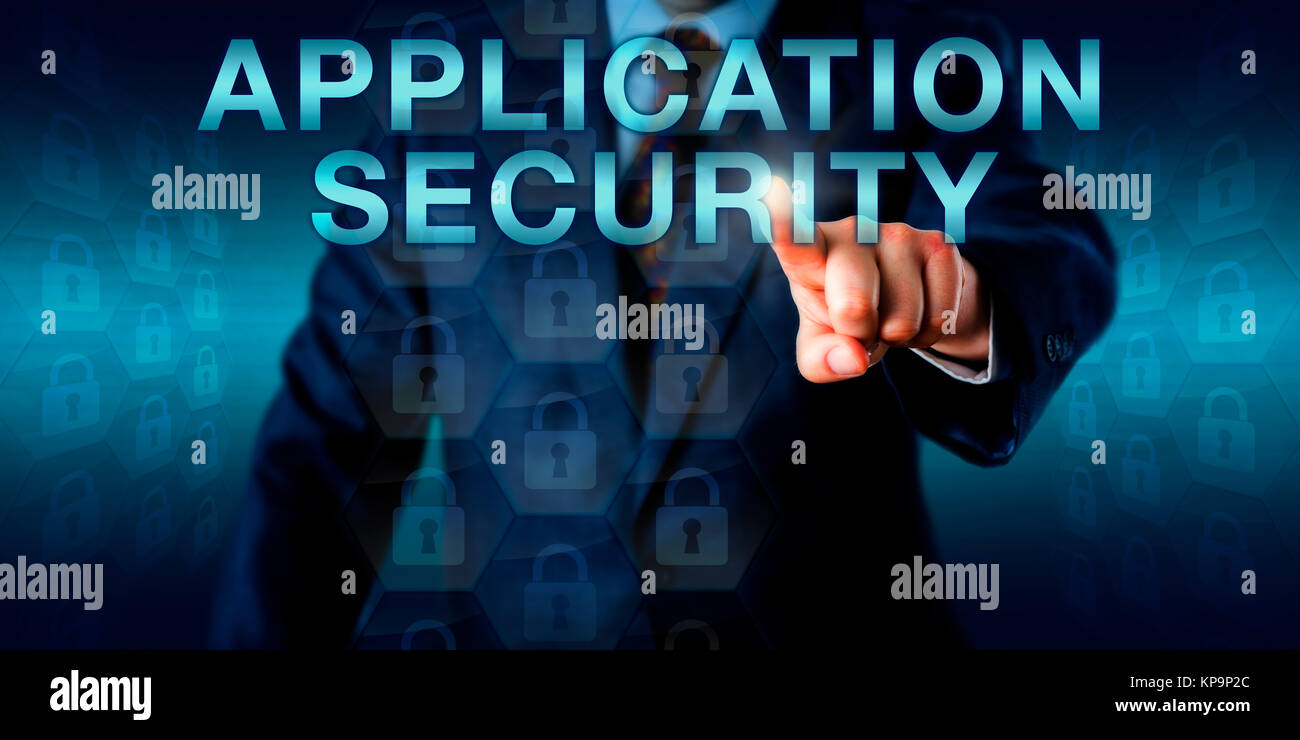 L'ÉCRAN DE SÉCURITÉ D'APPLICATION poussant exécutif Banque D'Images