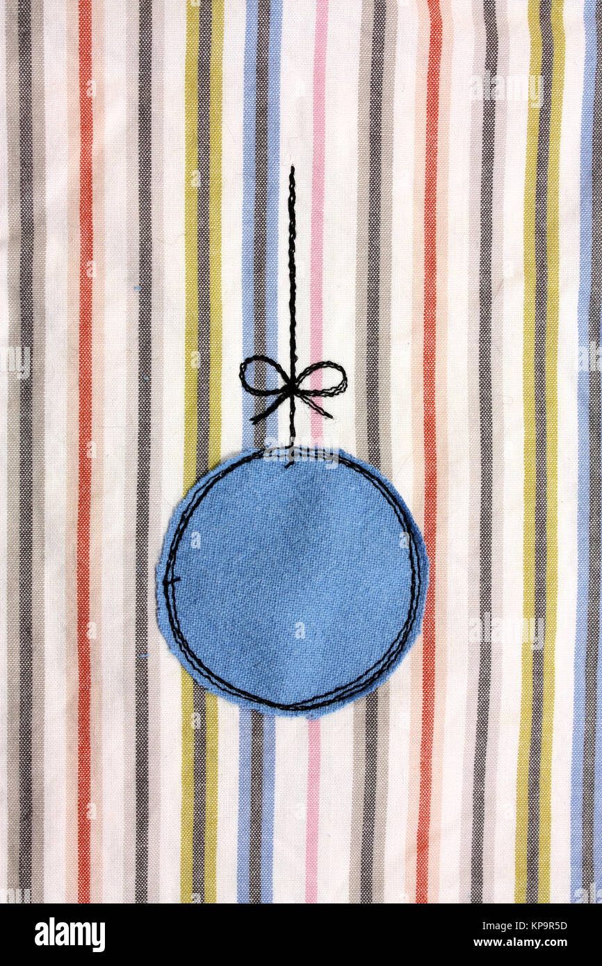 Tissu brodé babiole,carte de Noël avec ball,handmade Banque D'Images