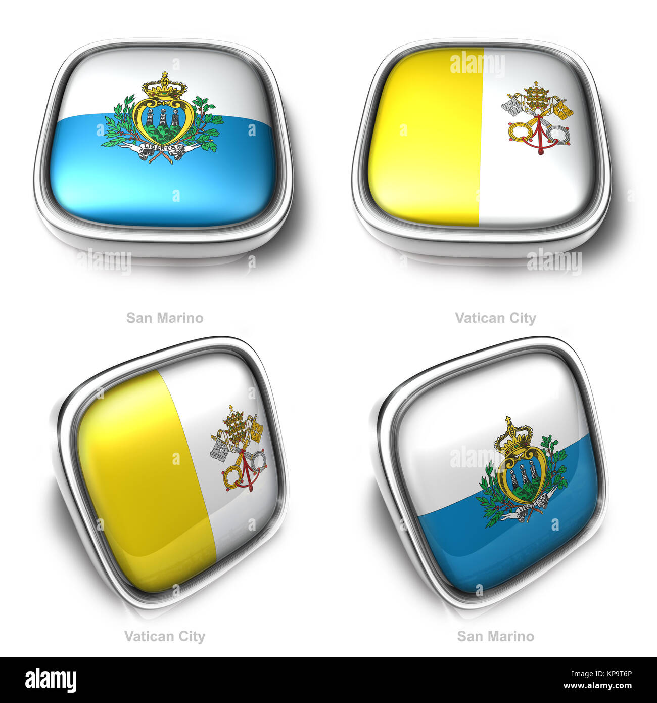 San Marino et le Vatican bouton drapeau 3d Banque D'Images