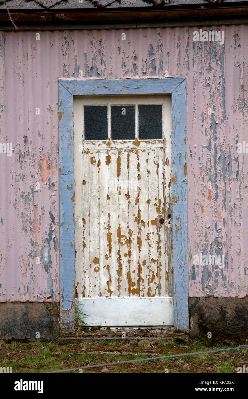Porte à l'abandon, Marbhig cottage, Isle Of Lewis, Hébrides extérieures. Banque D'Images