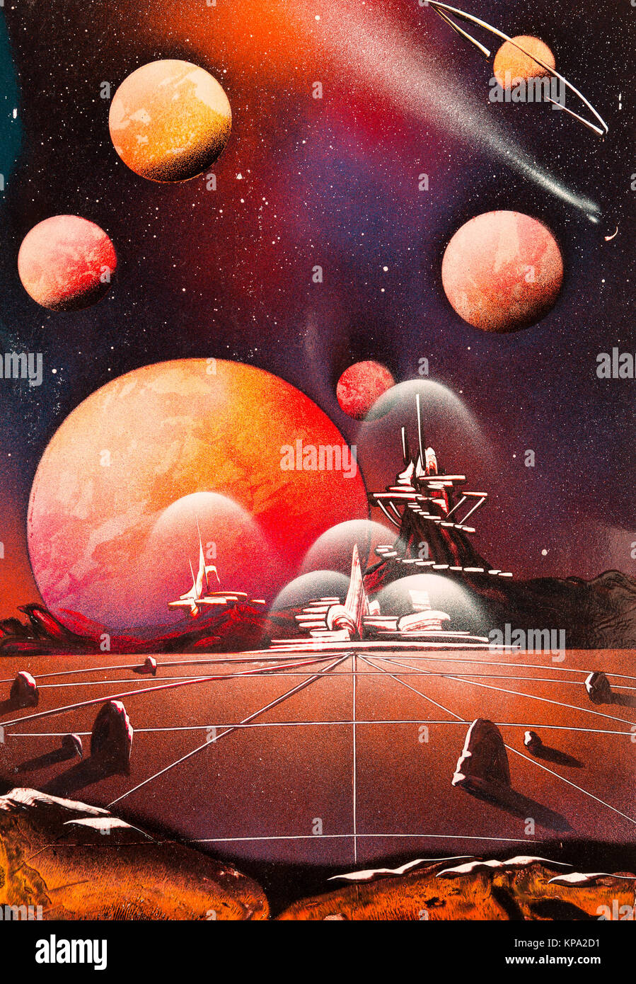 Alien Planet avec Runway Banque D'Images