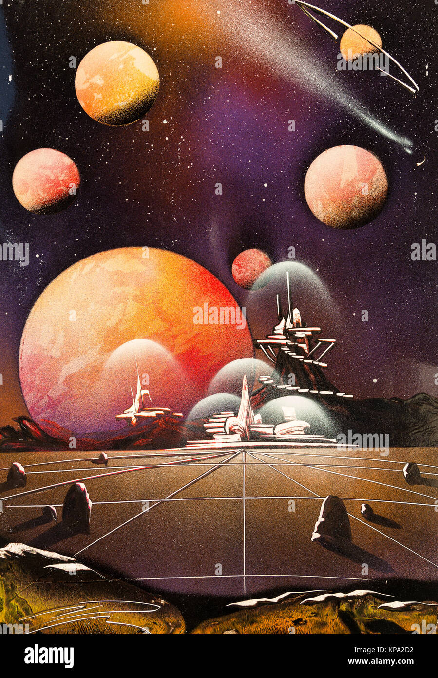 Alien Planet avec Runway Banque D'Images