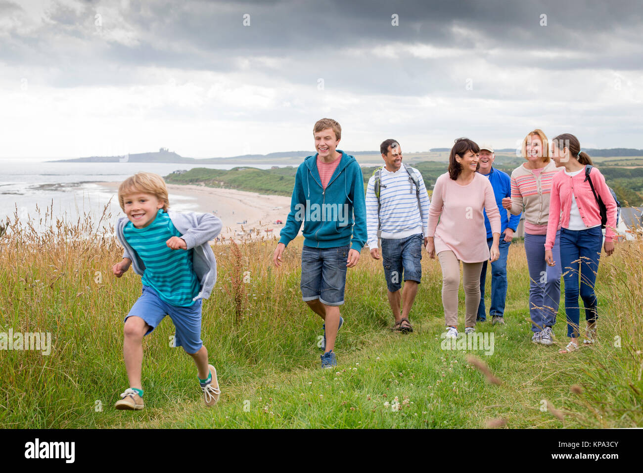 Fête de la famille à la plage Banque D'Images