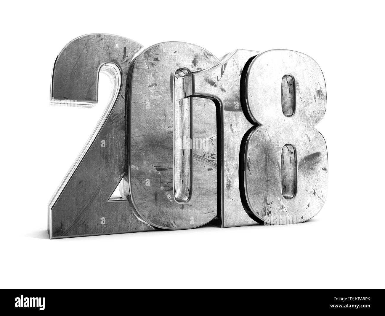 Grunge metal 2018 écrire avec fond blanc Banque D'Images