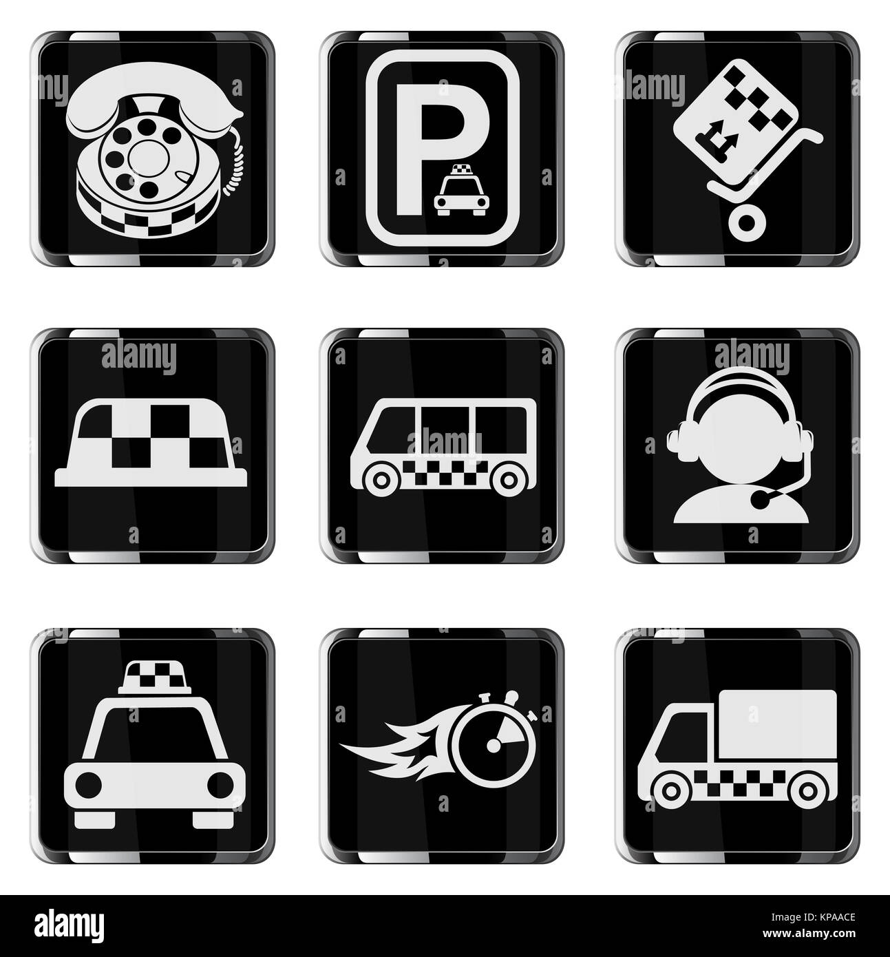 Services de taxi icon set Banque D'Images