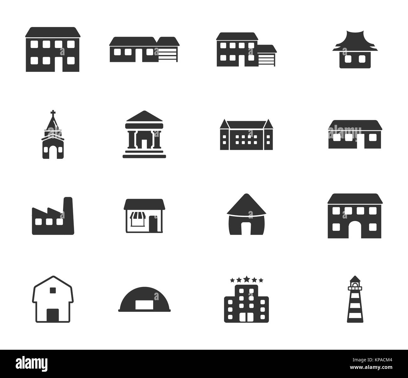 Bâtiments icons set Banque D'Images Bâtiments icons set Banque D'Images