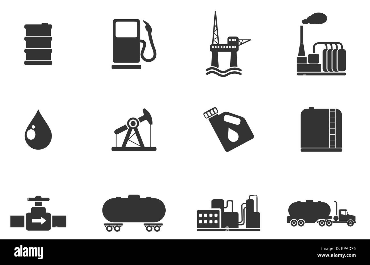 L'industrie d'huile et d'essence les icônes des objets Banque D'Images