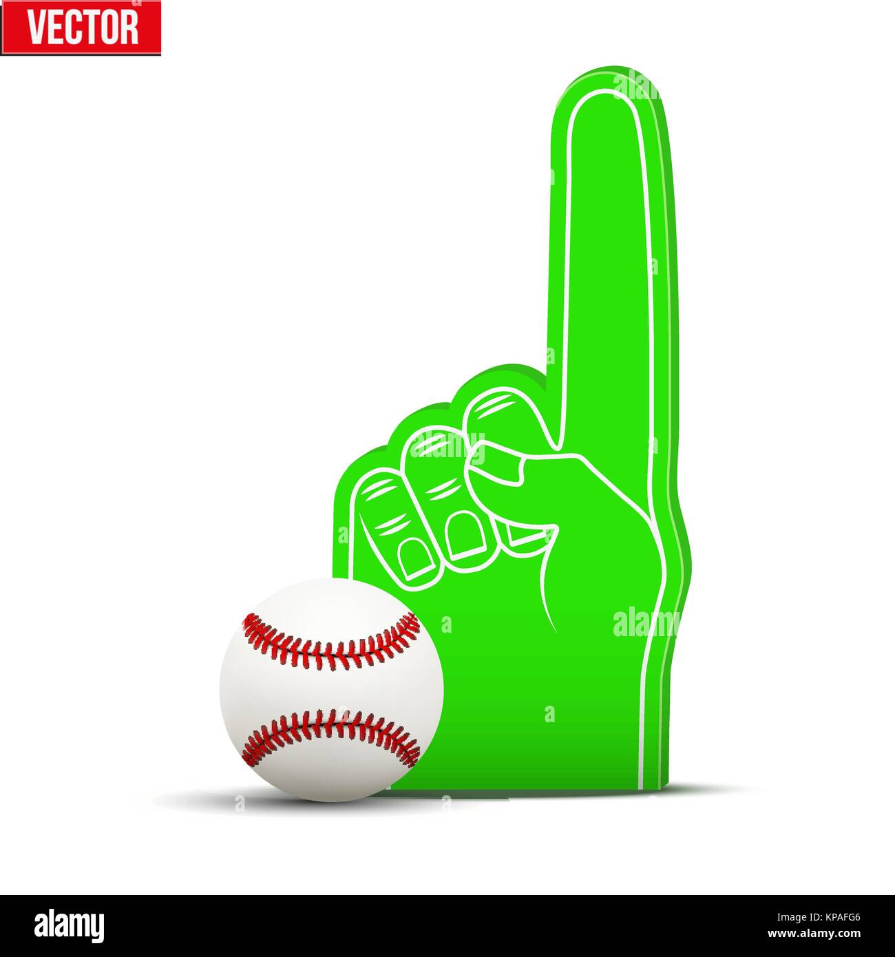 Sports Fan de Baseball et Balle doigts mousse Illustration de Vecteur
