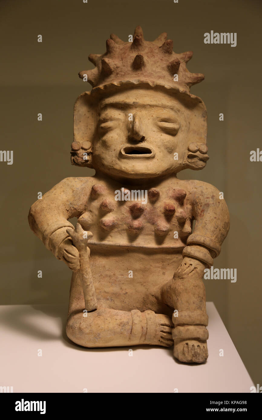 Bah'a-culture Manabi. L'Equateur 500BC- 500 AD. Figurine masculine en céramique. Musée de Cutures du monde. Espagne Banque D'Images