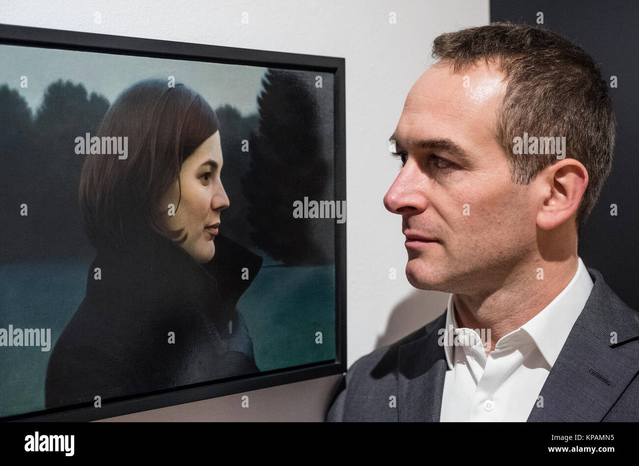 Edinburgh, Ecosse, Royaume-Uni. 14 Décembre, 2017. Artiste Thomas Ehretsmann et sa peinture Double portrait à la BP Portrait Award 2017exposition qui s'ouvre à la Scottish National Portrait Gallery le 16 décembre 2017. Credit : Iain Masterton/Alamy Live News Banque D'Images