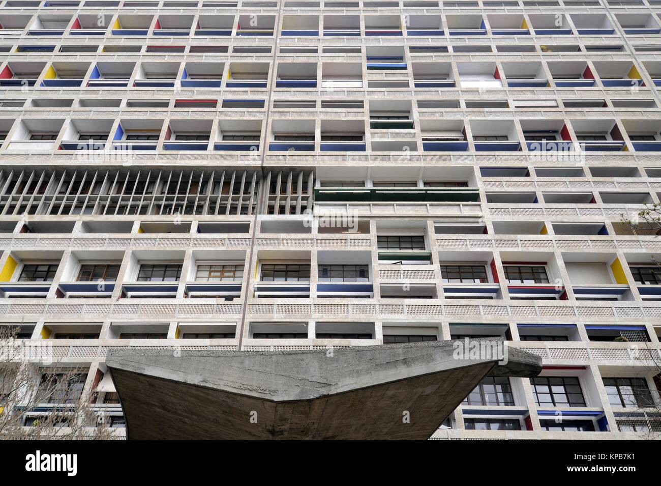 Marseille (France), l'habitation du logement social connu sous le nom de "La Cité Radieuse", conçu par le grand architecte Le Corbusier Banque D'Images