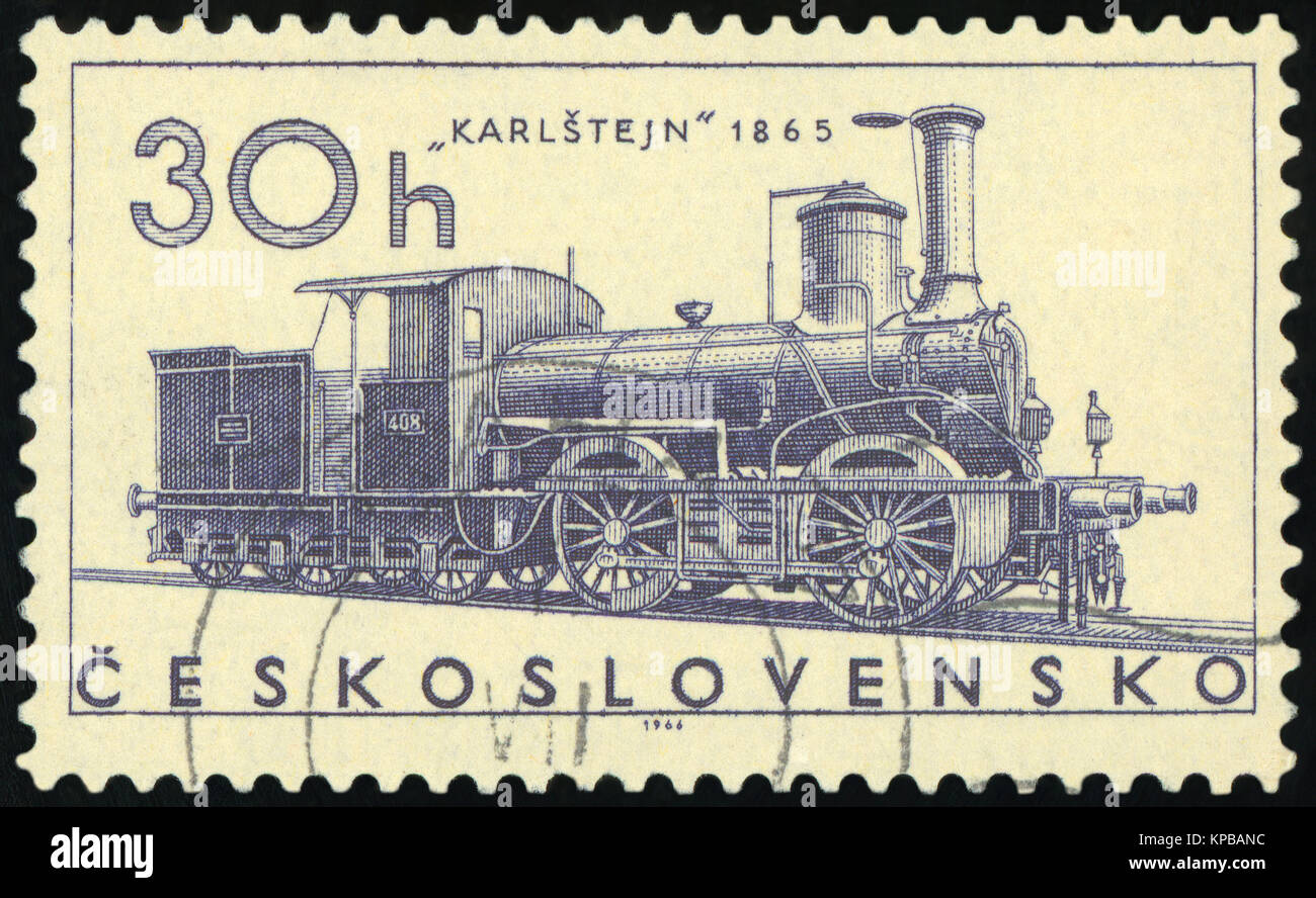 La Tchécoslovaquie - VERS 1966 : poster de timbres en ex-Tchécoslovaquie (Ceskoslovensko) montre la Ajax ; 1841 ; Scott 1374 locomotives A523 20h ; cir Banque D'Images