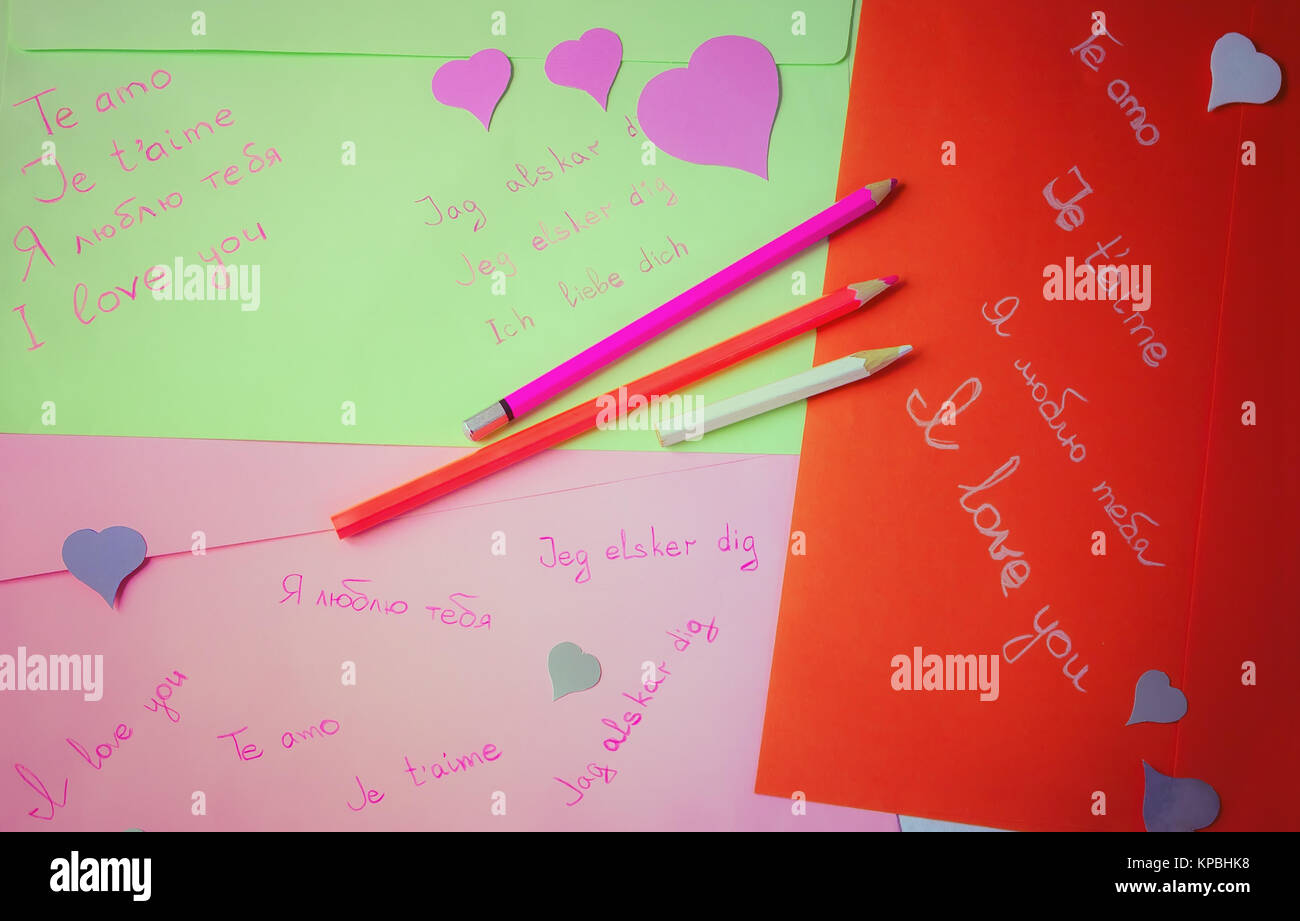 Des déclarations d'amour manuscrites Banque D'Images