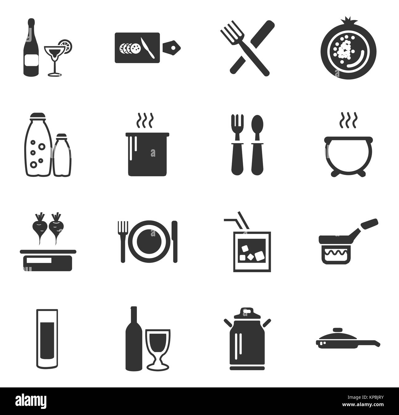 Nourriture et cuisine icons set Banque D'Images