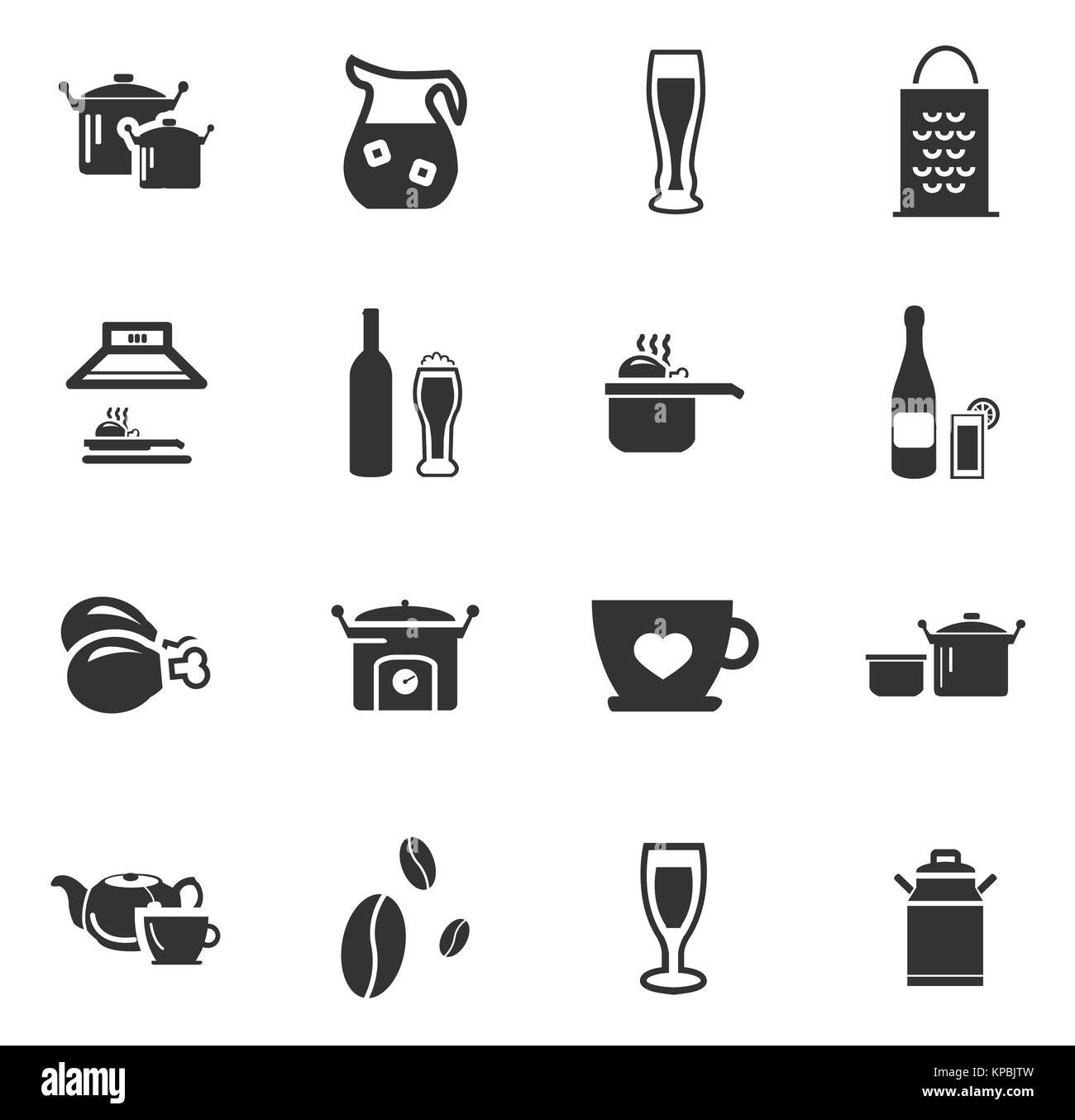 Nourriture et cuisine icons set Banque D'Images