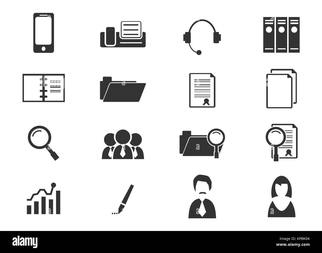 Office de tourisme et d'affaires Icons set Banque D'Images