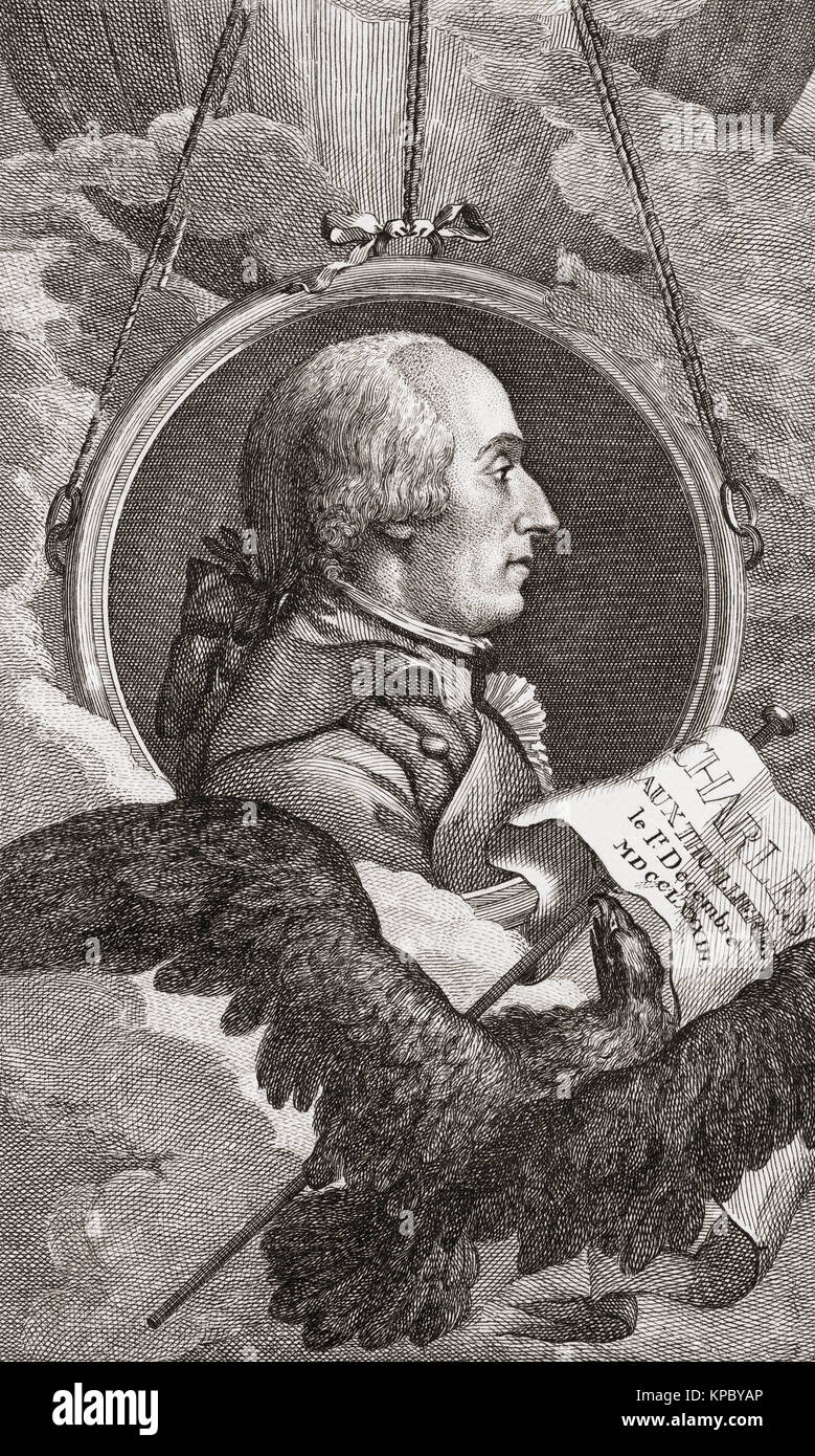 Jacques Alexandre César Charles, 1746 - 1823. Inventeur français, scientifique, mathématicien, et balloonist Banque D'Images