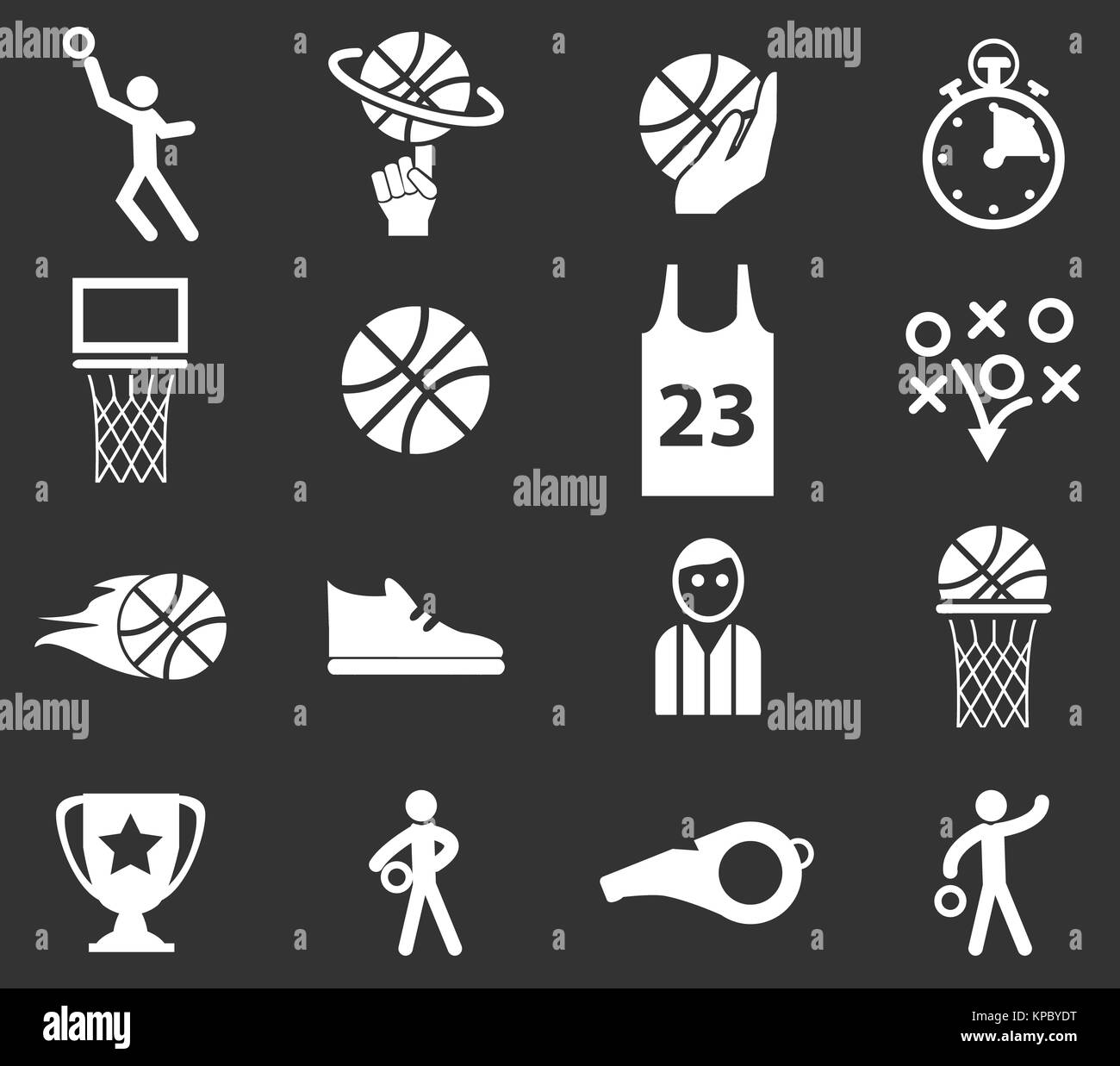Basket-ball Icon Set Banque D'Images