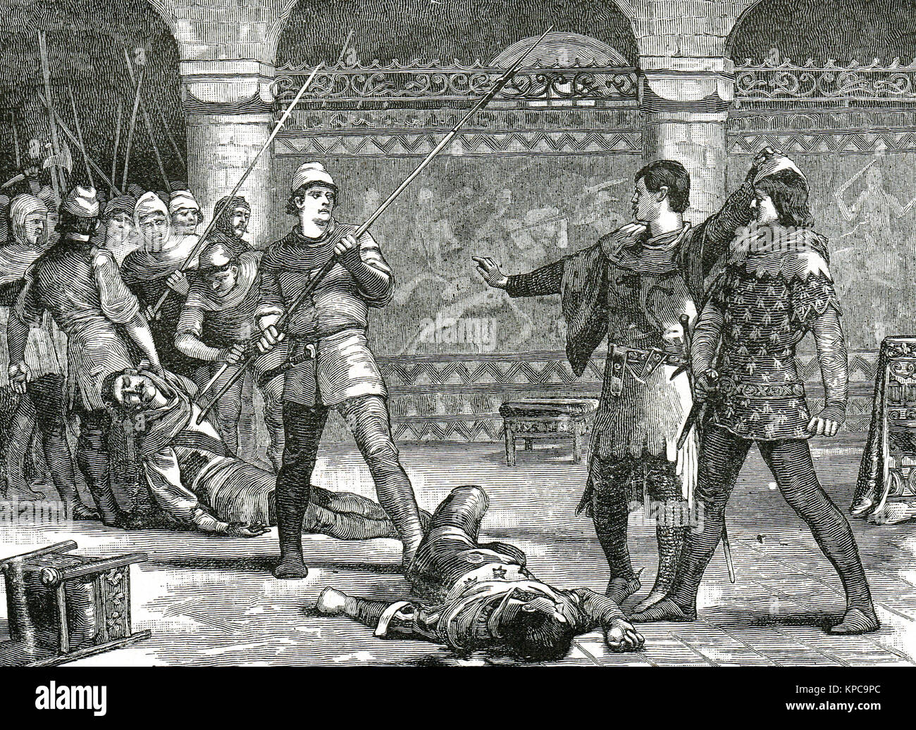 Etienne Marcel meurtres les maréchaux avant que le Dauphin, 1358 Banque D'Images