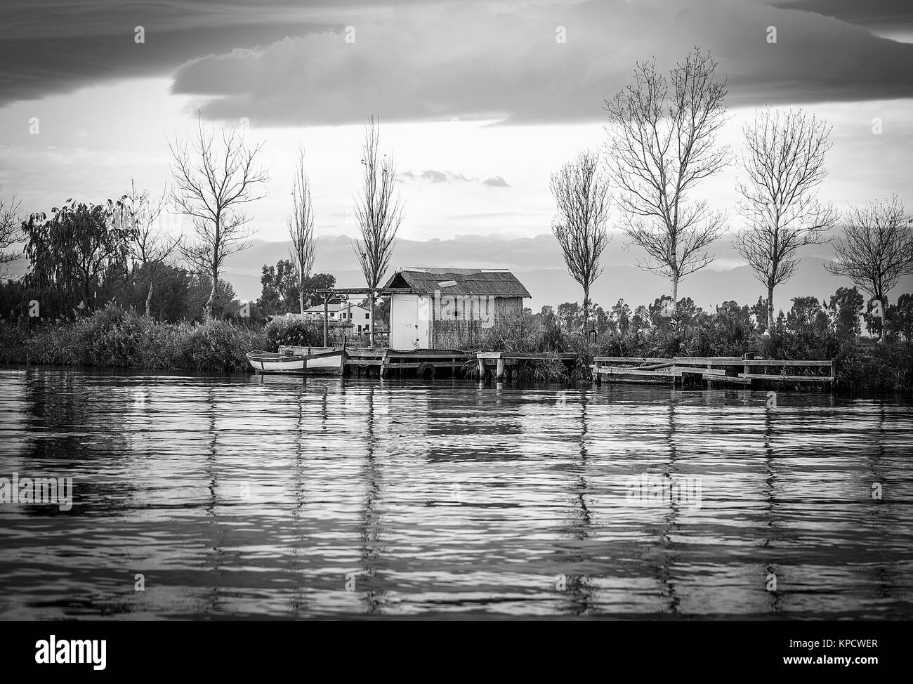 Delta del Ebro ,Tarragone paysage. La bouche de la rivière Banque D'Images