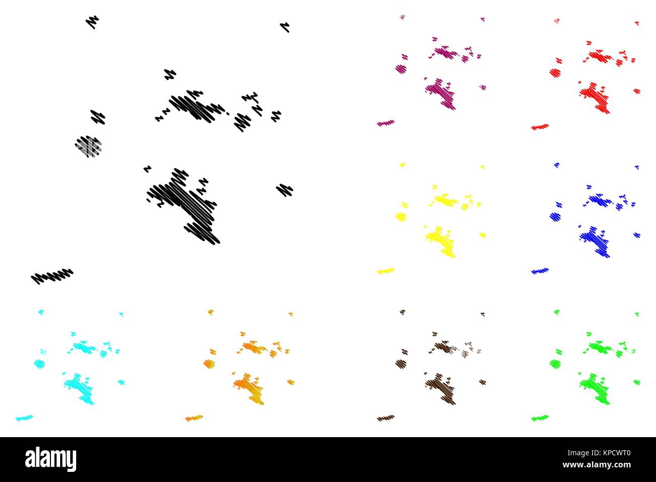 Îles Seychelles map vector illustration gribouillage, croquis République des Seychelles Illustration de Vecteur