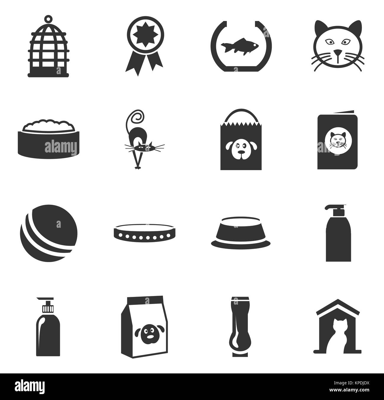 Produits pour animaux domestiques icons set Banque D'Images