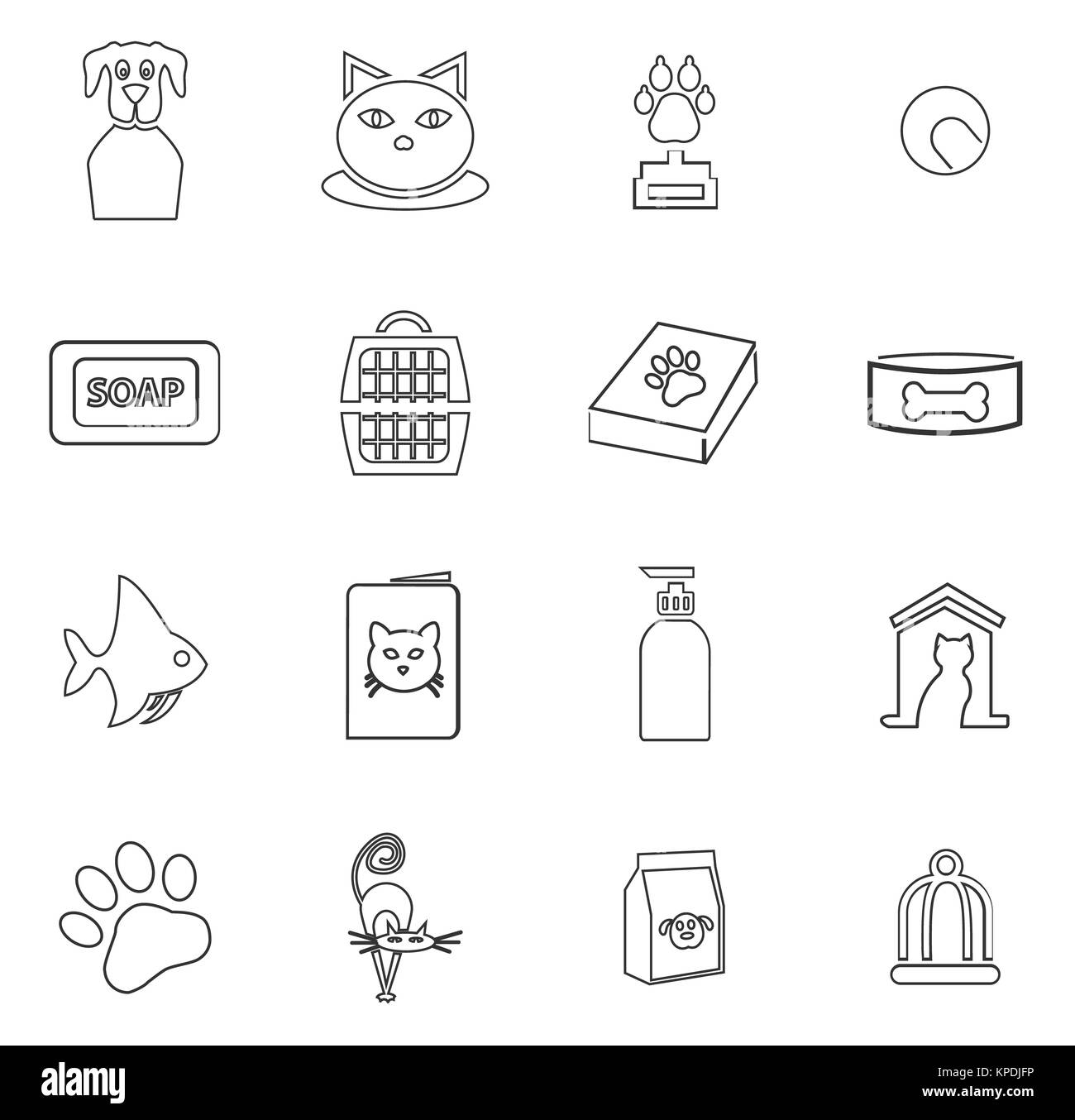 Produits pour animaux domestiques icons set Banque D'Images