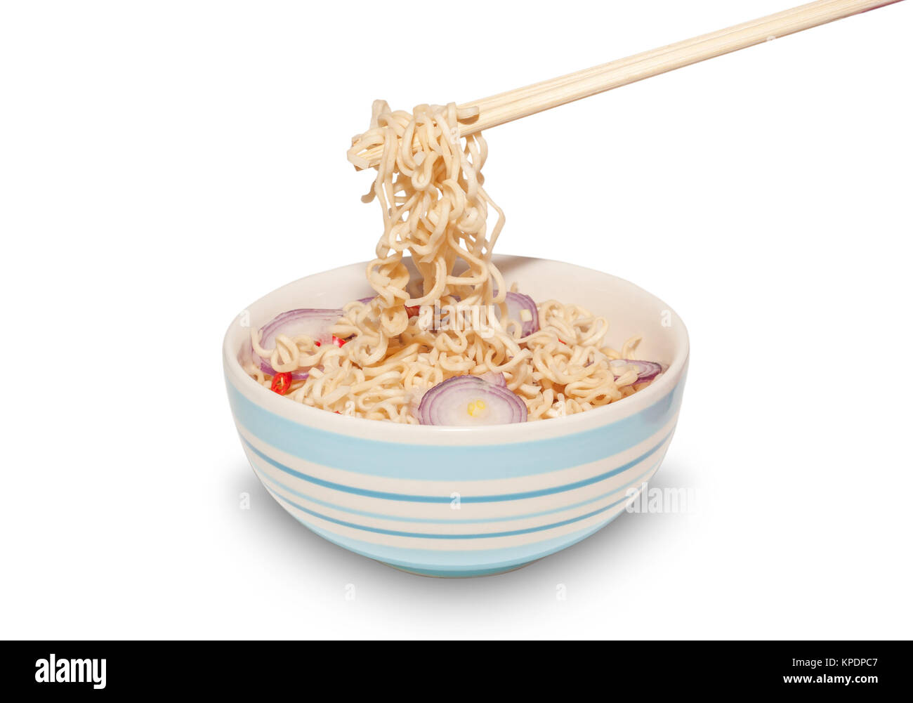 Dans un bol de nouilles avec chopstick isolated Banque D'Images