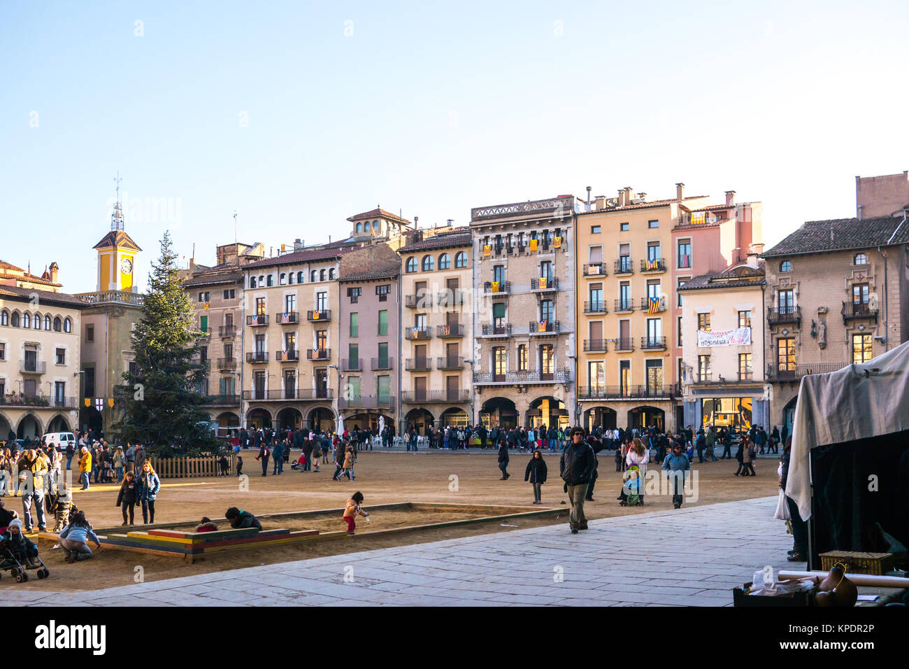 Vic, Espagne - décembre 6, 2013 - Vue de la place principale du village de Vic, Espagne Banque D'Images