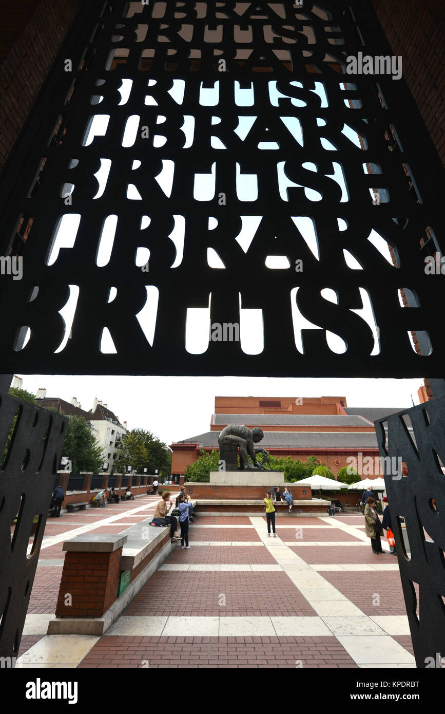 La porte d'entrée, conçu par Lida et David Kindersley, de la British Library, Londres. La plus grande bibliothèque du monde. Banque D'Images