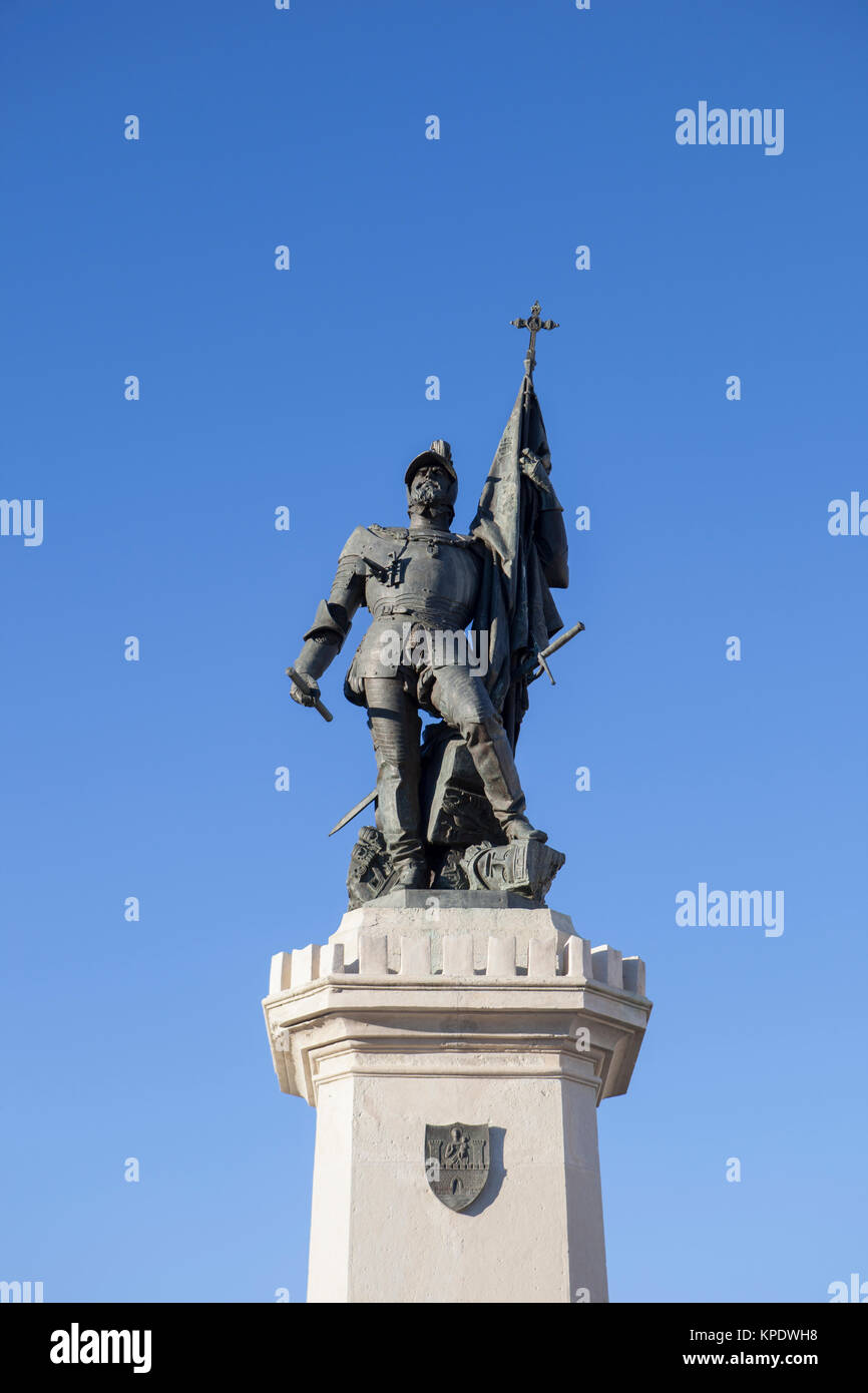 Statue de Hernan Cortes, Medellin, Espagne Banque D'Images