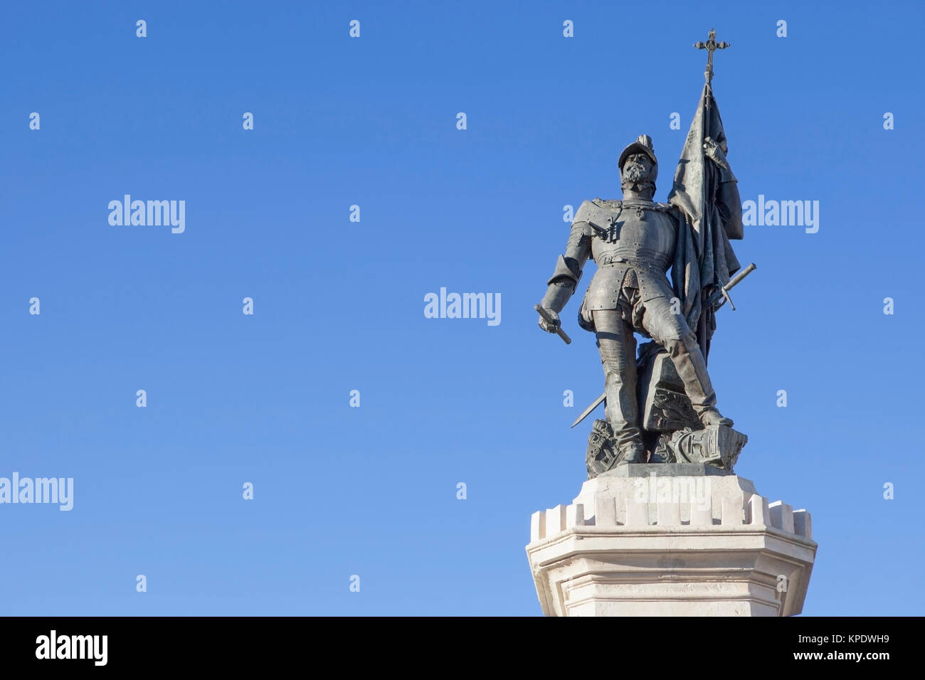 Statue de Hernan Cortes, Medellin, Espagne Banque D'Images