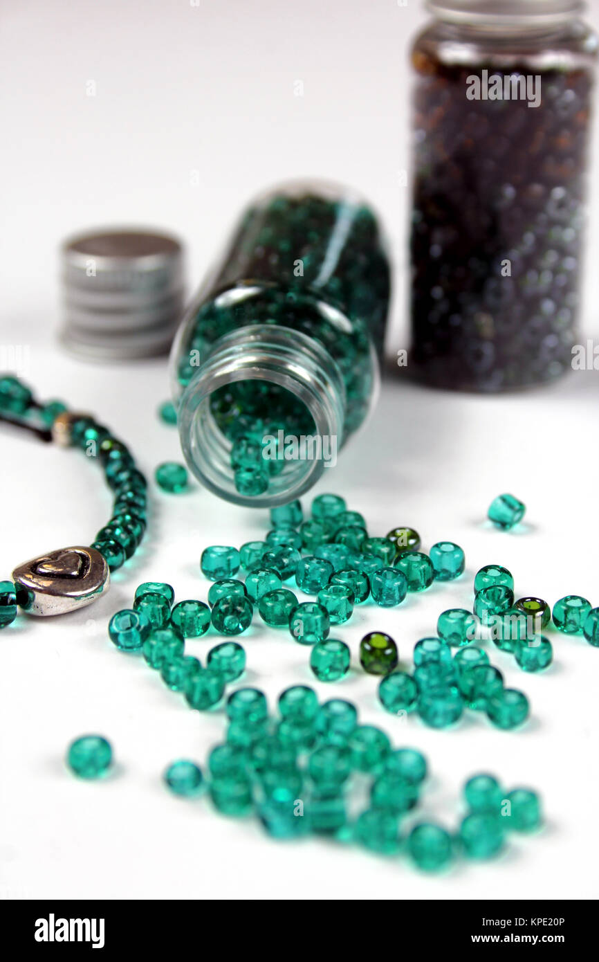 Perles de verre turquoise Banque D'Images