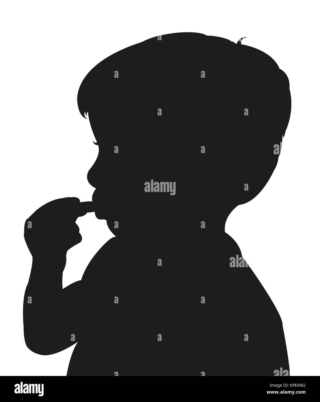 enfant mangeant, silhouette Banque D'Images