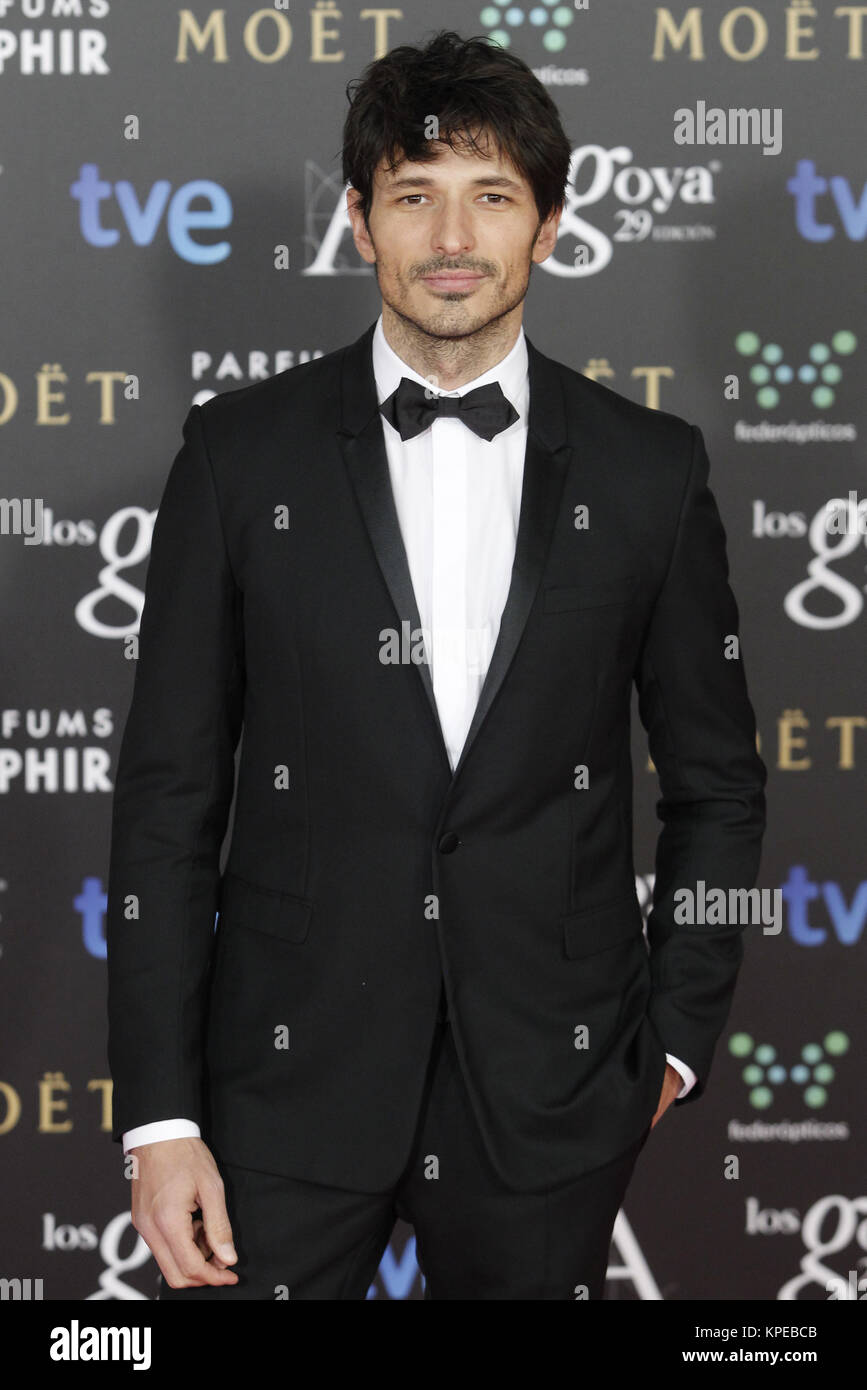 MADRID, ESPAGNE - 7 février : ANDRES Velencoso assiste à la Goya Film Awards au Prince Felipe Centre des congrès de Madrid, le 7 février, 2015 personnes : ANDRES Velencoso Banque D'Images