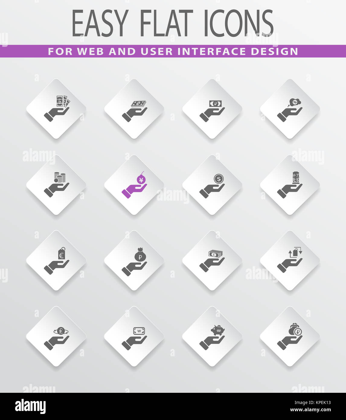 L'argent et la main icons set Banque D'Images