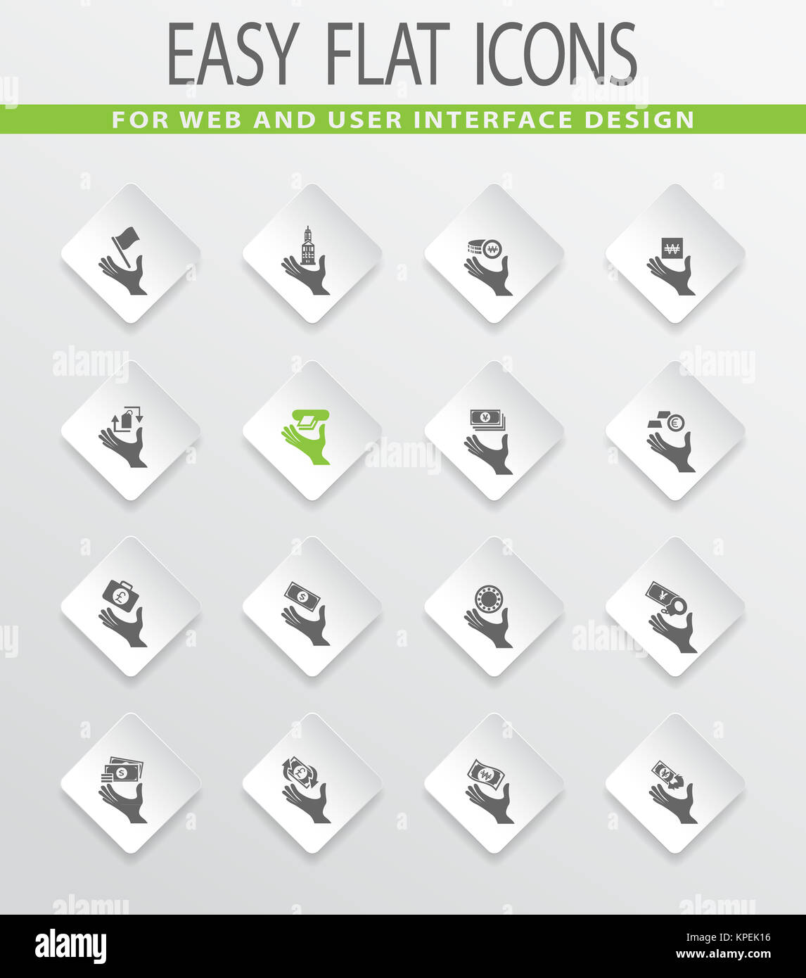 L'argent et la main icons set Banque D'Images
