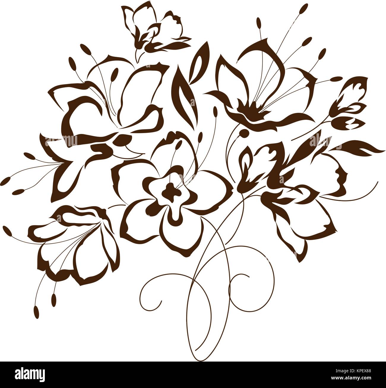 Design floral, bouquet de fleurs stylisées, vector illustration Illustration de Vecteur